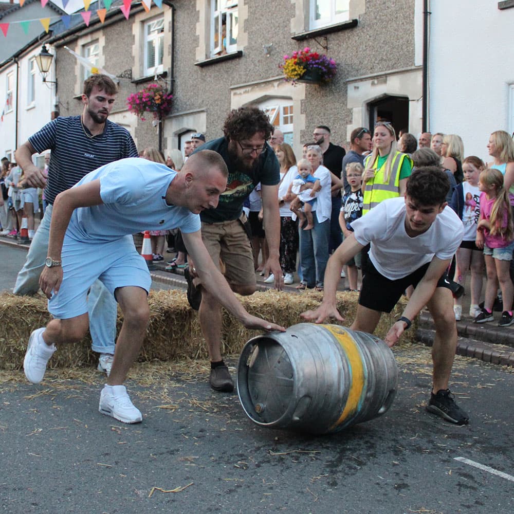 Barrel-rolling race down Fore Street